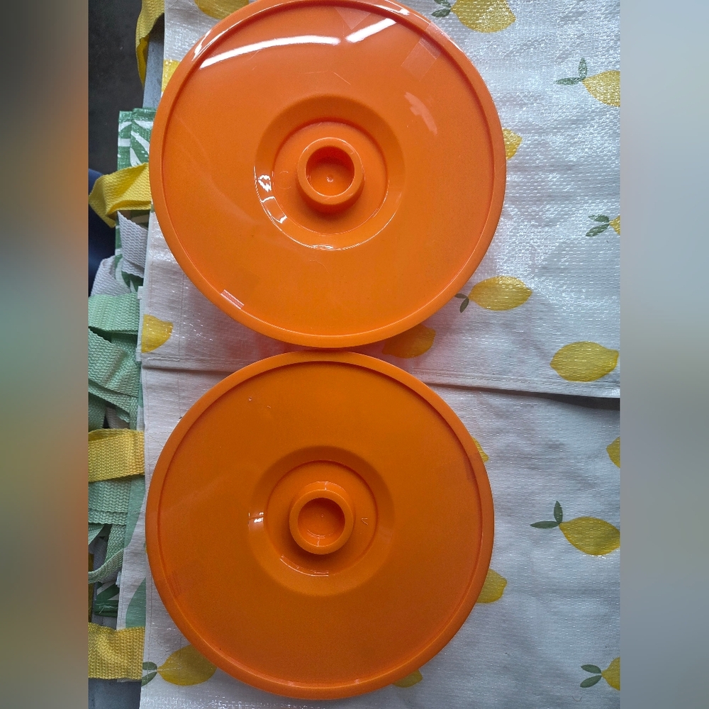 2 nip Bright Orange Tortilla warmers with Lids - Set of 2